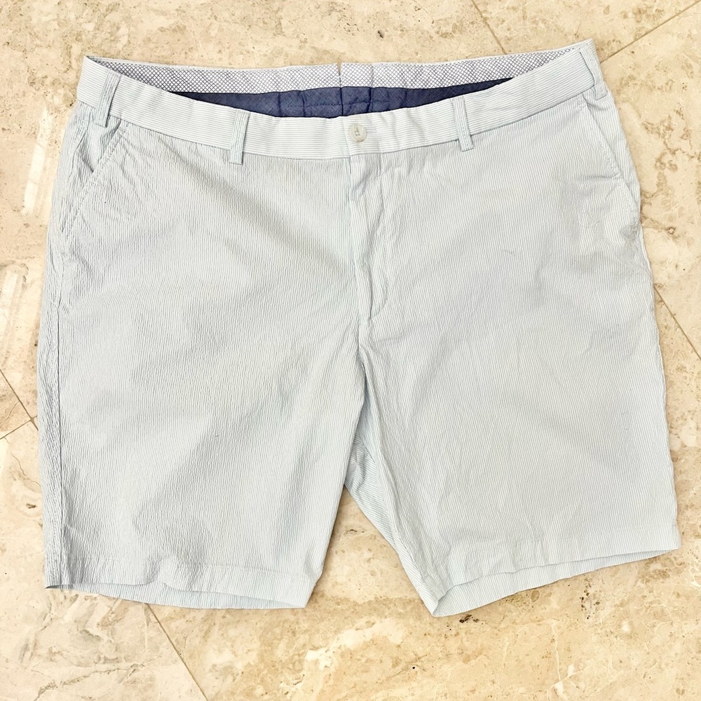 Ballin men’s size 42 blue and white seersucker pa cotton comfort stretch shorts